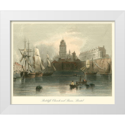 Radcliffe Church And Basin  Bristol White Modern Wood Framed Art Print by Bartlett, William H.
