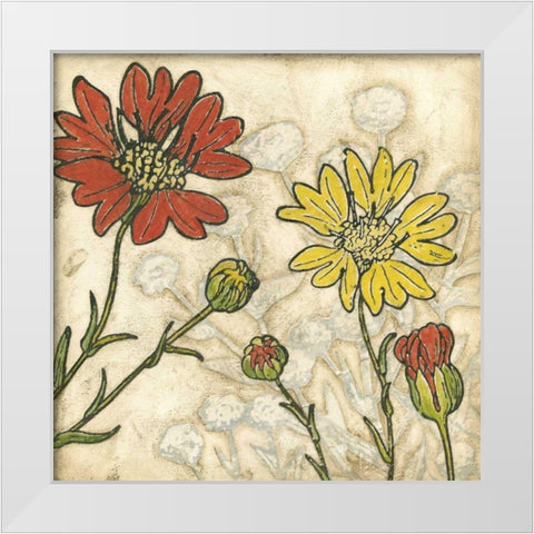 Indian Summer Florals II White Modern Wood Framed Art Print by Meagher, Megan