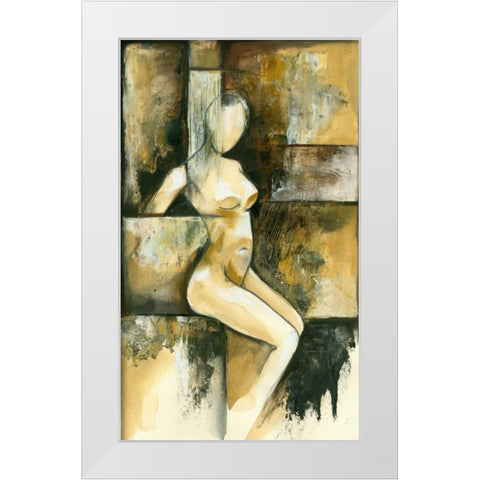 Contemporary Seated Nude I White Modern Wood Framed Art Print by Goldberger, Jennifer