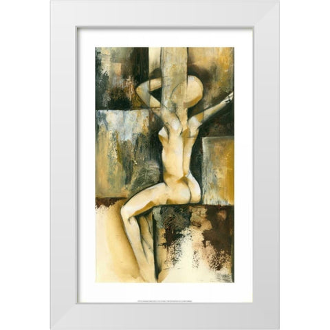 Contemporary Seated Nude II White Modern Wood Framed Art Print by Goldberger, Jennifer