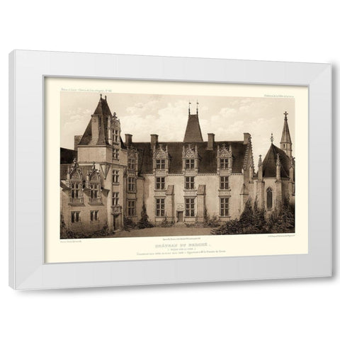 Sepia Chateaux I White Modern Wood Framed Art Print by Petit, Victor