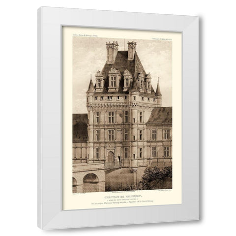 Sepia Chateaux VIII White Modern Wood Framed Art Print by Petit, Victor