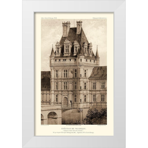 Sepia Chateaux VIII White Modern Wood Framed Art Print by Petit, Victor