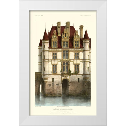 French Chateaux in Brick I White Modern Wood Framed Art Print by Petit, Victor