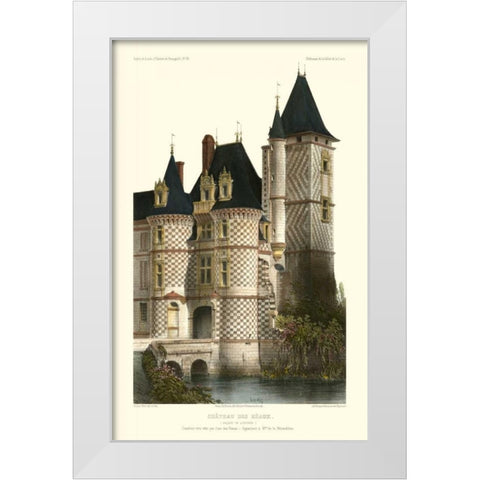 French Chateaux in Blue II White Modern Wood Framed Art Print by Petit, Victor