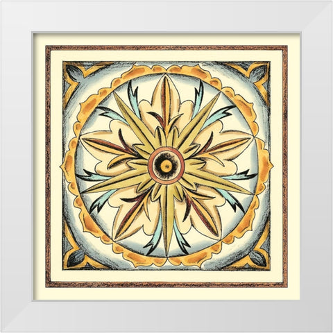 Crackled Cloisonne Tile I White Modern Wood Framed Art Print by Zarris, Chariklia