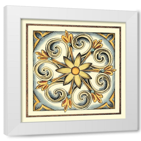 Crackled Cloisonne Tile II White Modern Wood Framed Art Print by Zarris, Chariklia