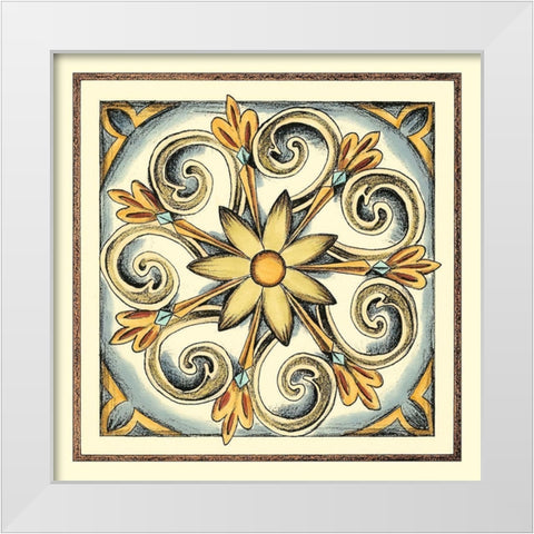 Crackled Cloisonne Tile II White Modern Wood Framed Art Print by Zarris, Chariklia