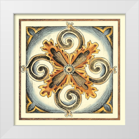 Crackled Cloisonne Tile VI White Modern Wood Framed Art Print by Zarris, Chariklia