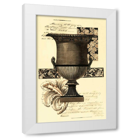 Transitional Sepia Urn I White Modern Wood Framed Art Print by Vision Studio