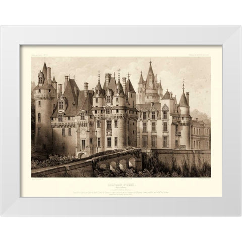 Petite Sepia Chateaux II White Modern Wood Framed Art Print by Petit, Victor