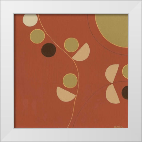 Autumn Orbit V White Modern Wood Framed Art Print by Vess, June Erica