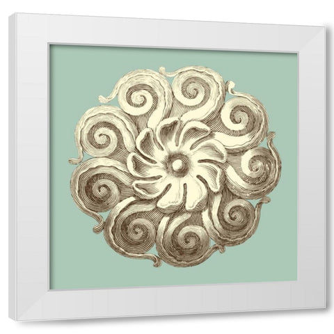 Celadon and Mocha Rosette I White Modern Wood Framed Art Print by Vision Studio