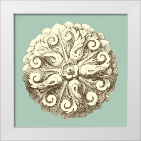 Celadon and Mocha Rosette II White Modern Wood Framed Art Print by Vision Studio