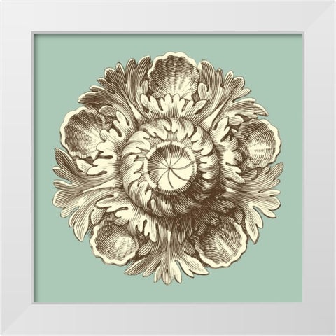 Celadon and Mocha Rosette III White Modern Wood Framed Art Print by Vision Studio