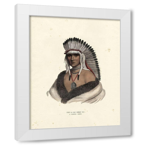 A Pawnee Brave White Modern Wood Framed Art Print by McKenney and Hall
