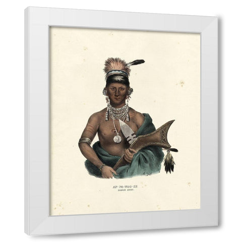 Saukie Chief White Modern Wood Framed Art Print by McKenney and Hall