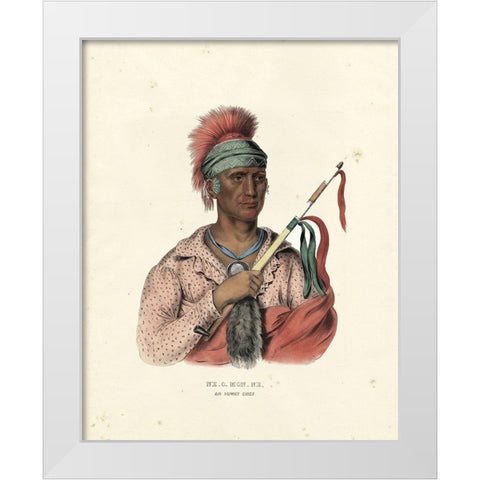 An Ioway Chief White Modern Wood Framed Art Print by McKenney and Hall