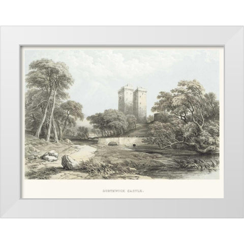 Borthwick Castle White Modern Wood Framed Art Print by Unknown
