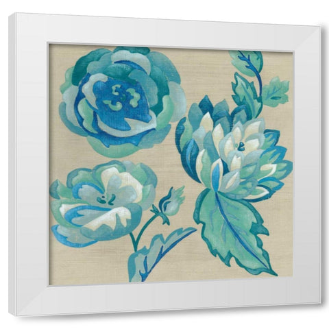 Turquoise Chintz II White Modern Wood Framed Art Print by Zarris, Chariklia