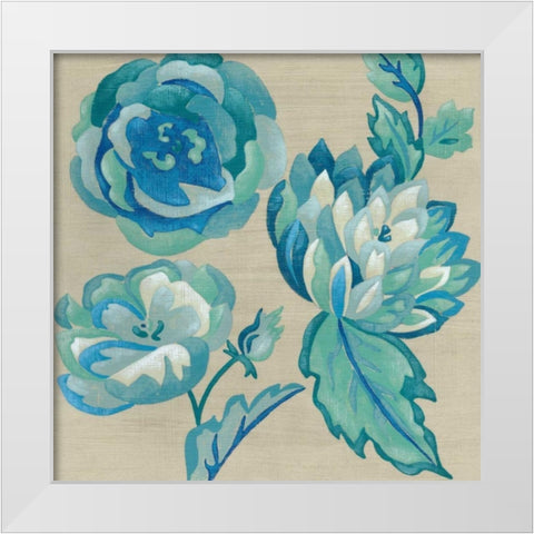 Turquoise Chintz II White Modern Wood Framed Art Print by Zarris, Chariklia