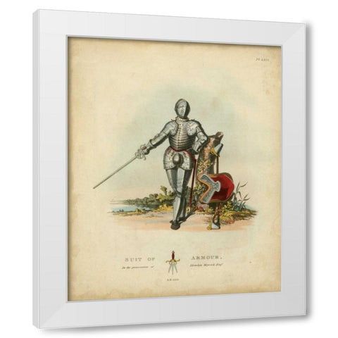 Men in Armour I White Modern Wood Framed Art Print by Meyrick