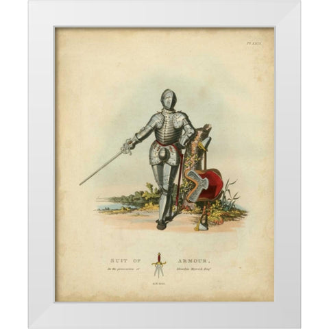 Men in Armour I White Modern Wood Framed Art Print by Meyrick