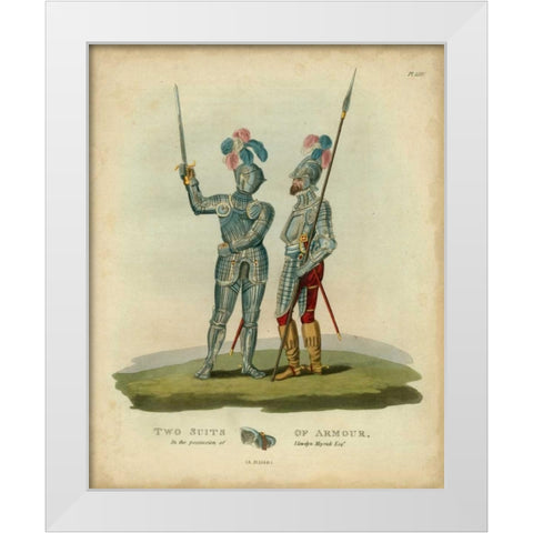 Men in Armour II White Modern Wood Framed Art Print by Meyrick