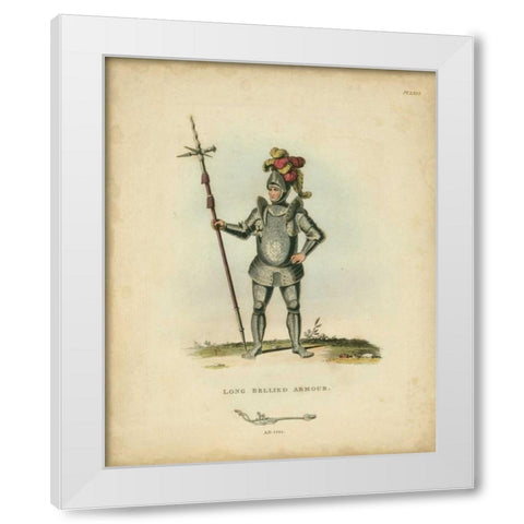 Men in Armour III White Modern Wood Framed Art Print by Meyrick