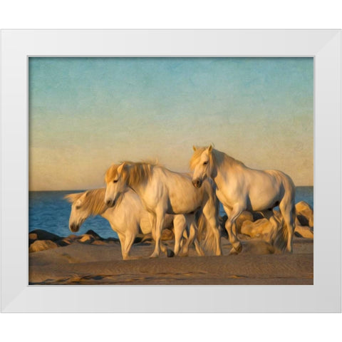 On the Beach White Modern Wood Framed Art Print by PHBurchett