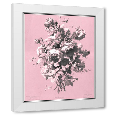 Dussurgey Roses on Pink White Modern Wood Framed Art Print by Dussurgey, Chabal