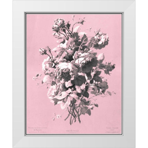 Dussurgey Roses on Pink White Modern Wood Framed Art Print by Dussurgey, Chabal