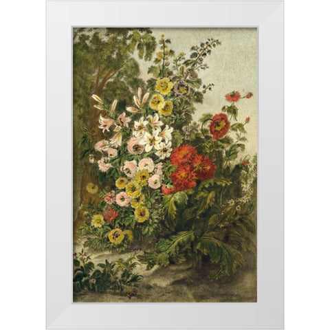 Flower Garden White Modern Wood Framed Art Print by Vision Studio