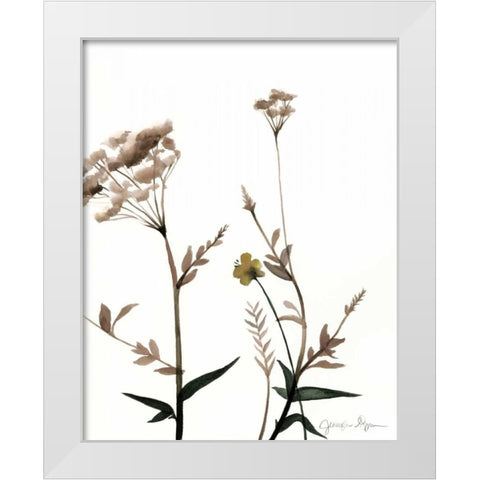 Watermark Wildflowers I White Modern Wood Framed Art Print by Goldberger, Jennifer