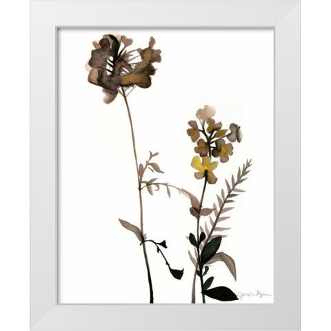 Watermark Wildflowers V White Modern Wood Framed Art Print by Goldberger, Jennifer