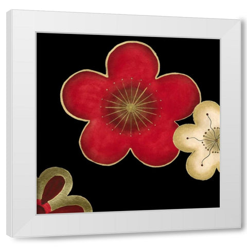 Pop Blossoms in Red II White Modern Wood Framed Art Print by Vess, June Erica