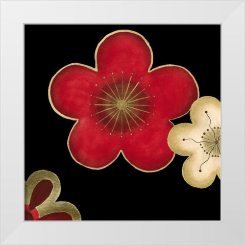 Pop Blossoms in Red II White Modern Wood Framed Art Print by Vess, June Erica