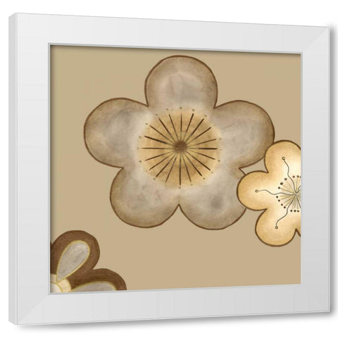 Pop Blossoms in Neutral II White Modern Wood Framed Art Print by Vess, June Erica