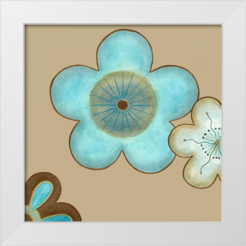 Pop Blossoms in Blue II White Modern Wood Framed Art Print by Vess, June Erica