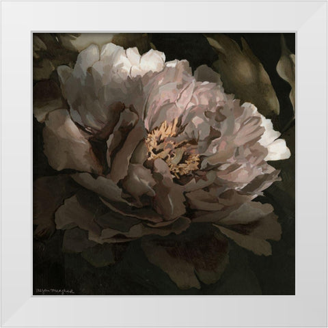 Moonlit Peony I White Modern Wood Framed Art Print by Meagher, Megan