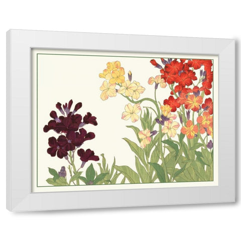 Japanese Flower Garden I White Modern Wood Framed Art Print by Konan, Tanigami