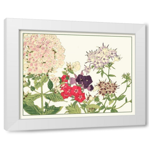 Japanese Flower Garden II White Modern Wood Framed Art Print by Konan, Tanigami