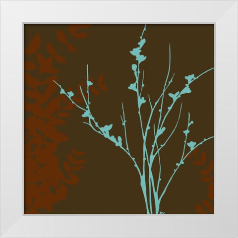Blue Bough I White Modern Wood Framed Art Print by Vess, June Erica