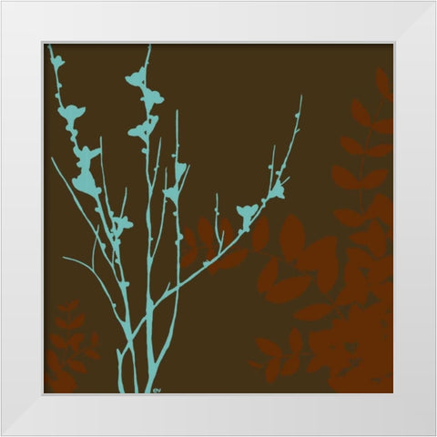 Blue Bough II White Modern Wood Framed Art Print by Vess, June Erica