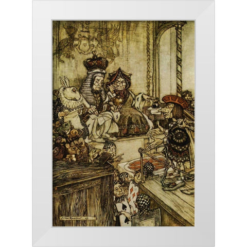 Who Stole The Tarts  White Modern Wood Framed Art Print by Rackham