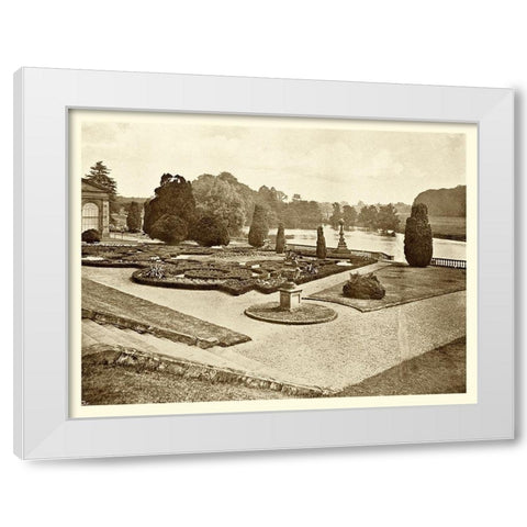 Sepia Garden View III White Modern Wood Framed Art Print by unknown