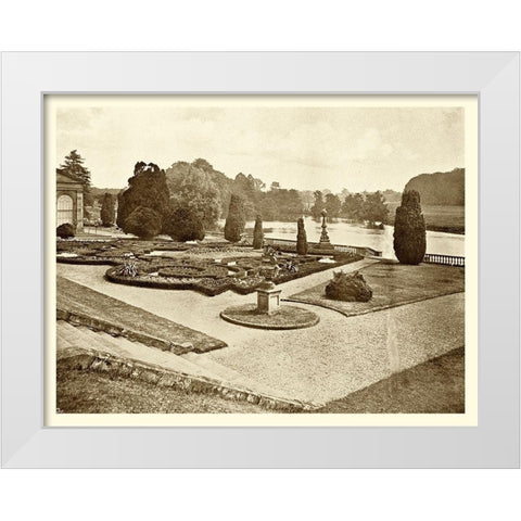 Sepia Garden View III White Modern Wood Framed Art Print by unknown
