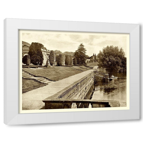 Sepia Garden View IV White Modern Wood Framed Art Print by unknown