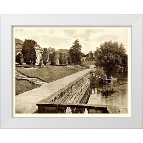 Sepia Garden View IV White Modern Wood Framed Art Print by unknown
