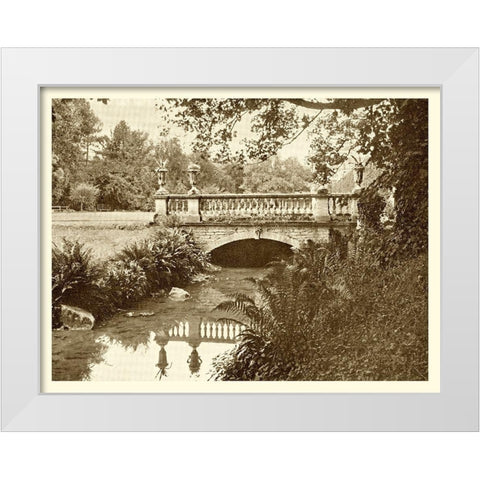Sepia Garden View V White Modern Wood Framed Art Print by unknown